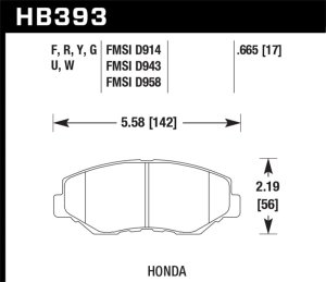Honda Accord Sedan Brake Pad Set - Front - Hawk Performance - DTC-70 - `03-`14